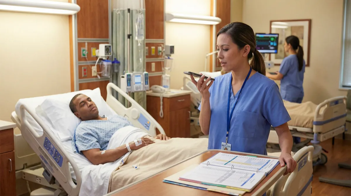 Nurse using voice input at patient bedside
